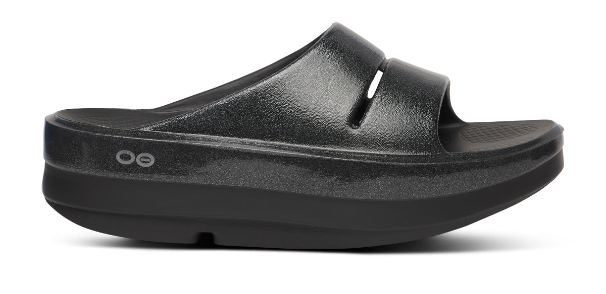 Women's OOmega OOahh Stacked Sandal - Black Sparkle - Image 2